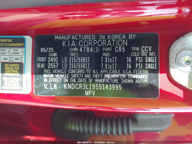 KNDCR3L19S5143995 KIA Niro Ev Wind
