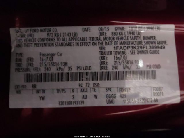 2015 FORD FOCUS 1FADP3K29FL369949 Photo 8