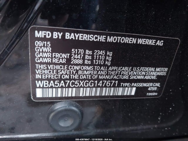 Aukcja sprzedaży 2016 Bmw 528i Xdrive, vin: WBA5A7C5XGG147671, numer aukcji: 43976847