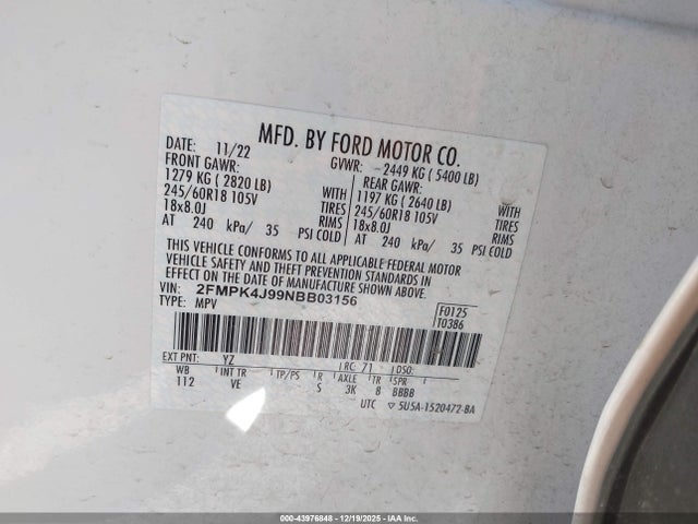 2022 FORD EDGE 2FMPK4J99NBB03156 Photo 8