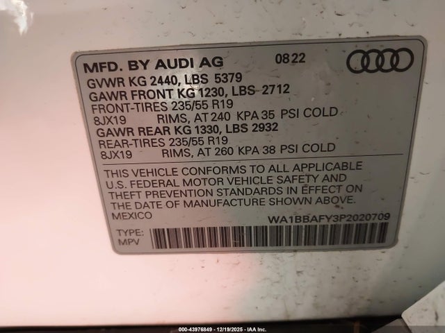 2023 AUDI Q5 WA1BBAFY3P2020709 Photo 8