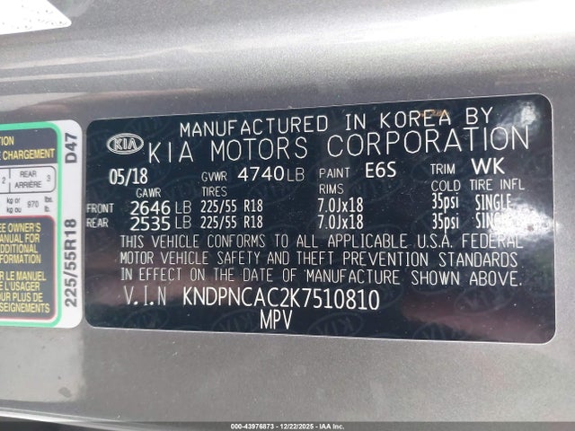 2019 KIA SPORTAGE KNDPNCAC2K7510810 Photo 8