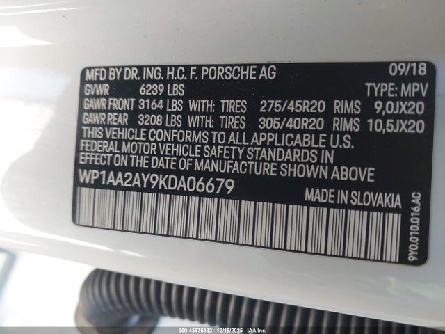 2019 PORSCHE CAYENNE WP1AA2AY9KDA06679 Photo 8