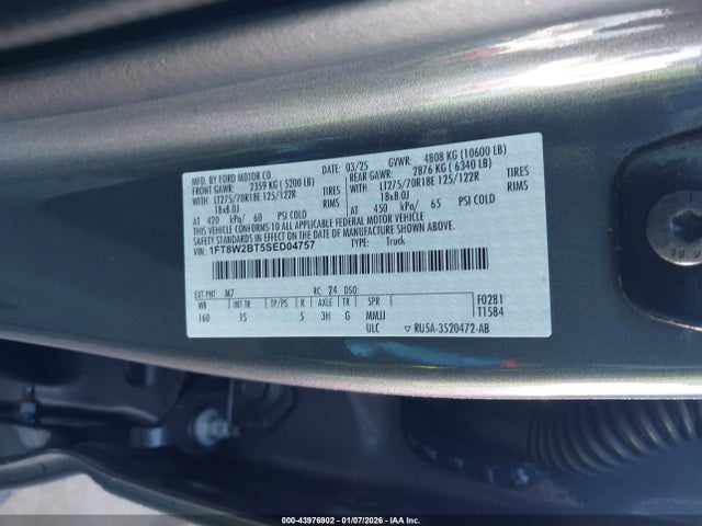 Продаж на аукціоні авто 2025 Ford F-250 Xl, vin: 1FT8W2BT5SED04757, номер лоту: 43976902