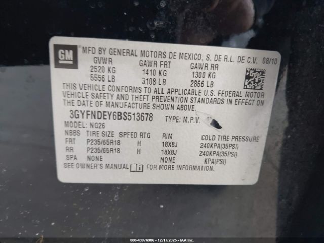 2011 CADILLAC SRX 3GYFNDEY6BS513678 Photo 8