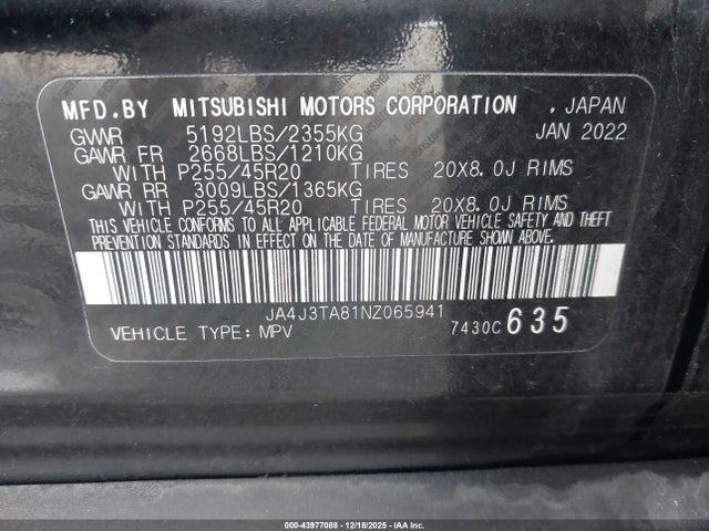 2022 MITSUBISHI OUTLANDER JA4J3TA81NZ065941 Photo 8