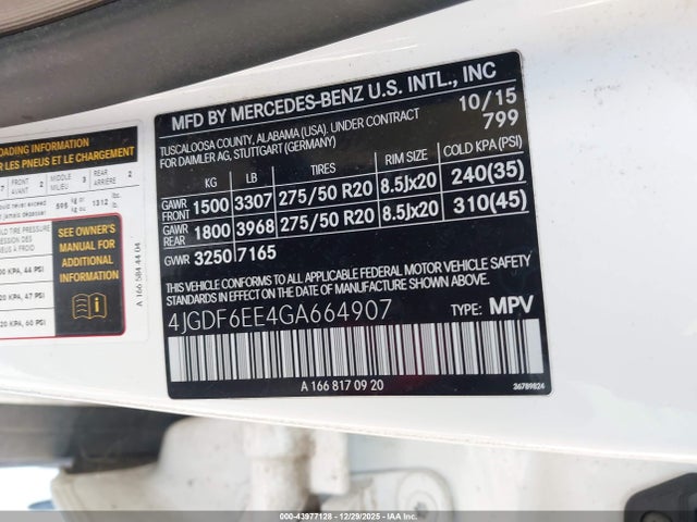 2016 MERCEDES-BENZ GL 450 4JGDF6EE4GA664907 Photo 8