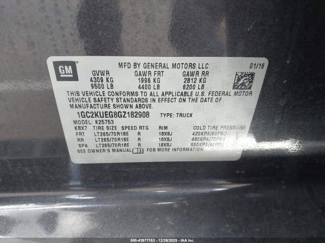 1GC2KUEG8GZ182908 Chevrolet Silverado 2500hd Wt