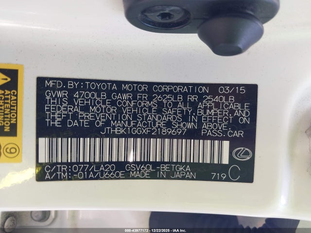 2015 LEXUS ES 350 JTHBK1GGXF2189697 Photo 8