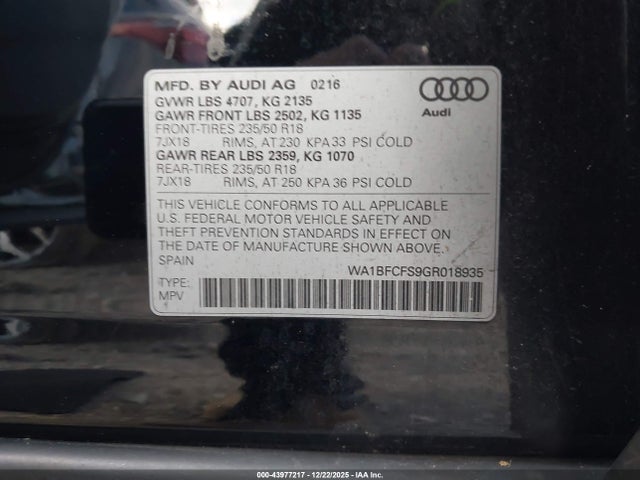 2016 AUDI Q3 WA1BFCFS9GR018935 Photo 8