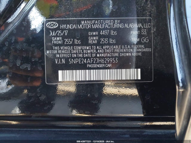 5NPE24AF2JH629953 Hyundai SONATA SE
