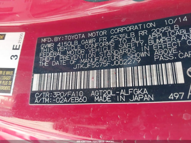 JTKJF5C75FJ002279 Scion TC