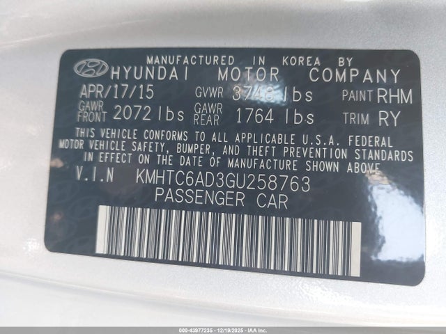 Hyundai Veloster 2016 KMHTC6AD3GU258763 Image 9