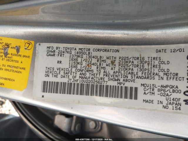 2002 LEXUS RX 300 JTJHF10U220256277 Photo 8