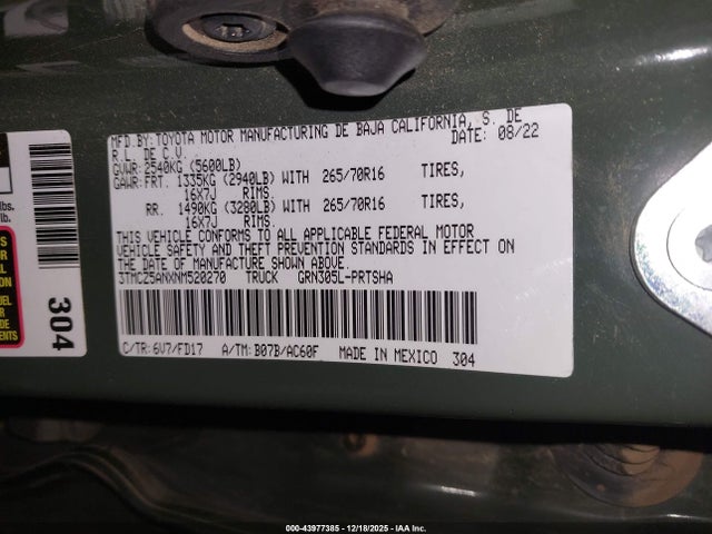 3TMCZ5ANXNM520270 Toyota Tacoma Trd Off Road