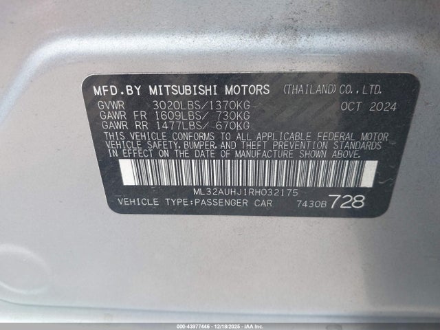 2024 MITSUBISHI MIRAGE ML32AUHJ1RH032175 Photo 8