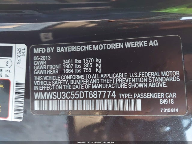 2013 MINI HARDTOP WMWSU3C55DT687774 Photo 8