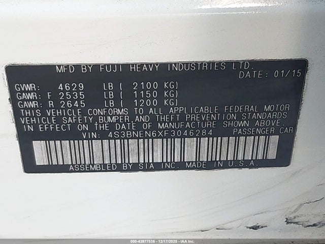 4S3BNEN6XF3046284 Subaru Legacy 3.6r Limited