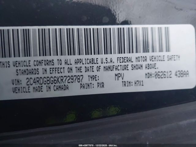 2019 DODGE GRAND CARAVAN 2C4RDGBG6KR729787 Photo 8