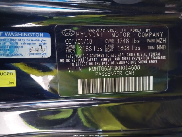 Hyundai Veloster 2.0 2019 KMHTG6AF3KU014688 Image 9
