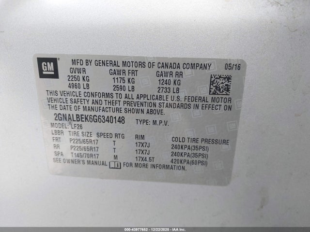 2GNALBEK6G6340148 Chevrolet EQUINOX LS
