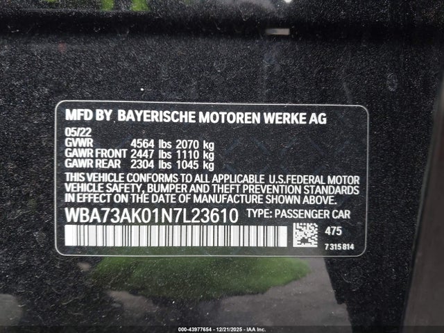 2022 Bmw 228 Gran Coupe I Xdrive მანქანა იყიდება აუქციონზე, vin: WBA73AK01N7L23610, აუქციონის ნომერი: 43977654