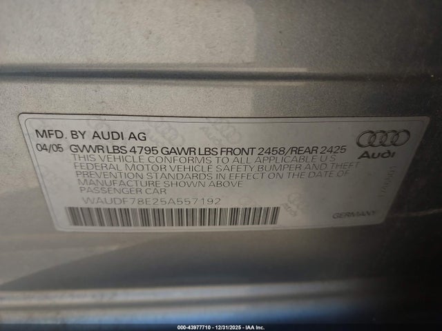 2005 AUDI A4 WAUDF78E25A557192 Photo 8