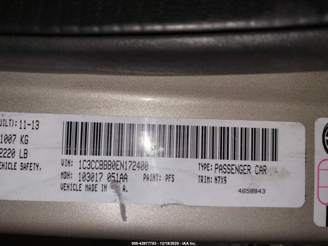 Aukcja sprzedaży 2014 Chrysler 200 Touring, vin: 1C3CCBBB0EN172400, numer aukcji: 43977783