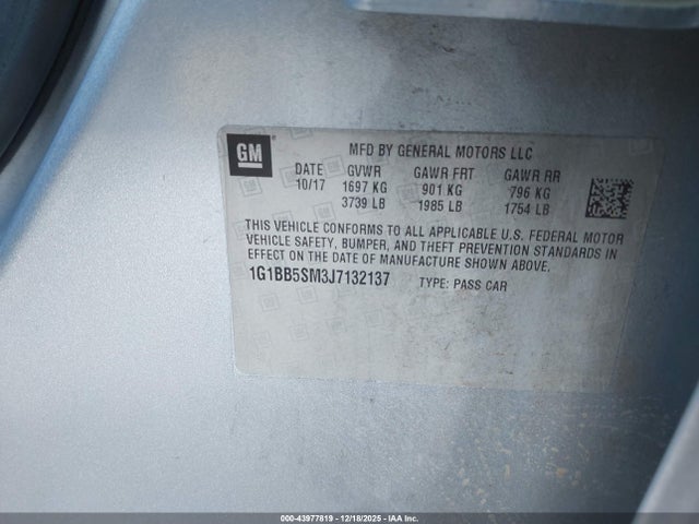 1G1BB5SM3J7132137 Chevrolet Cruze Ls Manual