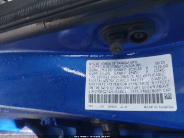 Honda Civic Lx 2020 2HGFC2F62LH558877 Image 9