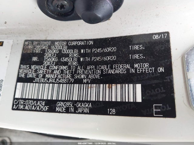 JTEBU5JR4J5488179 Toyota 4runner Limited