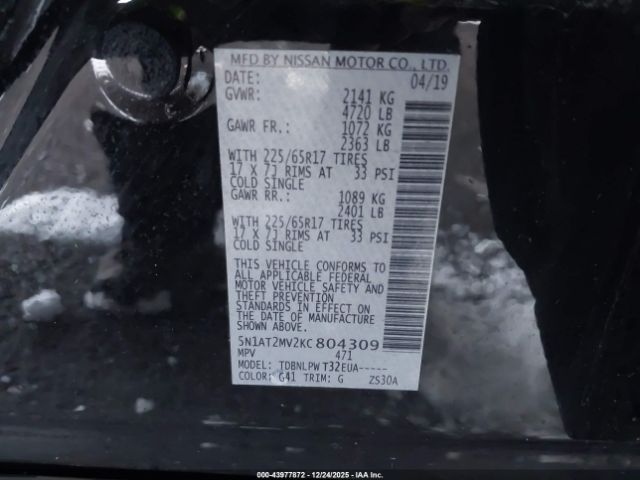 2019 NISSAN ROGUE 5N1AT2MV2KC804309 Photo 8