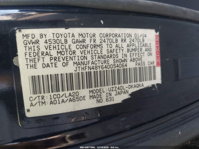 2004 LEXUS SC 430 JTHFN48Y640054064 Photo 8