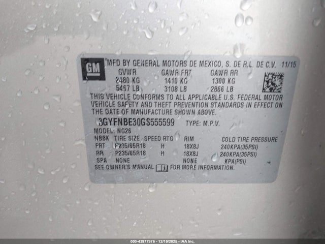 2016 CADILLAC SRX 3GYFNBE30GS555599 Photo 8