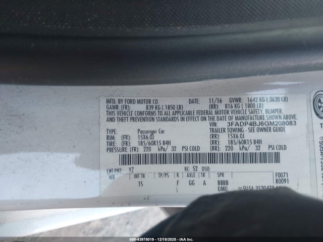 2016 FORD FIESTA 3FADP4BJ6GM208083 Photo 8