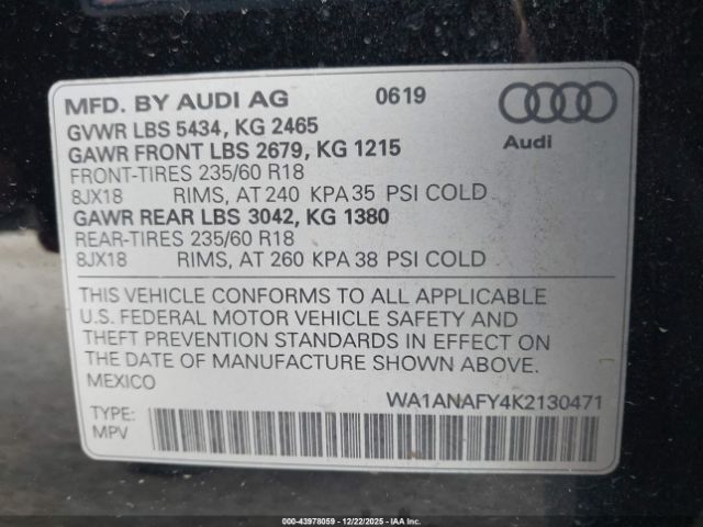 2019 AUDI Q5 WA1ANAFY4K2130471 Photo 8