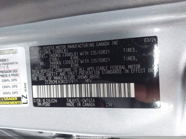 43978102 :رقم المزاد ، 2T2BCMEA3RC017611 vin ، 2024 Lexus Rx 500h F Sport Performance مزاد بيع