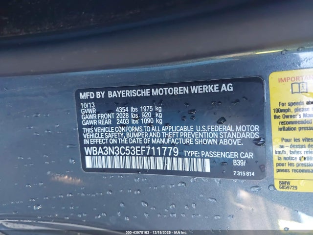 43978163 :رقم المزاد ، WBA3N3C53EF711779 vin ، 2014 Bmw 428i مزاد بيع
