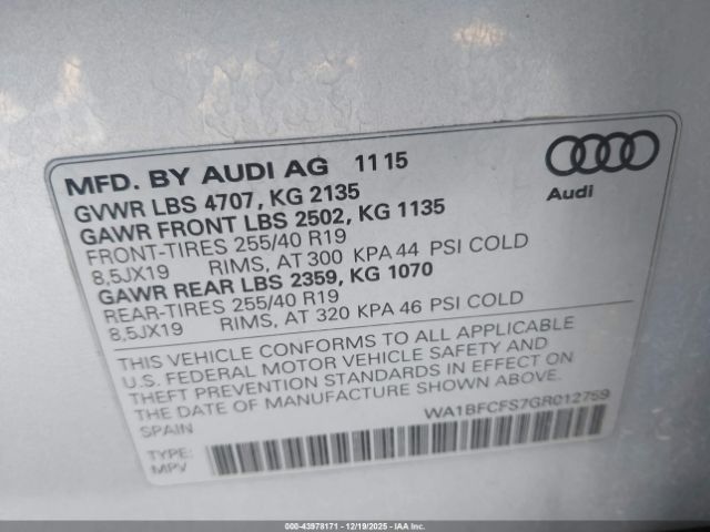 2016 AUDI Q3 WA1BFCFS7GR012759 Photo 8