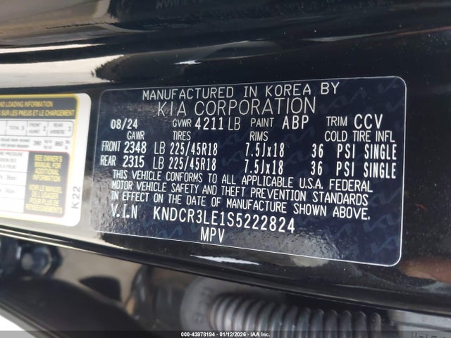KNDCR3LE1S5222824 KIA Niro Ex Touring