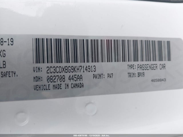 2019 DODGE CHARGER 2C3CDXBG9KH714913 Photo 8