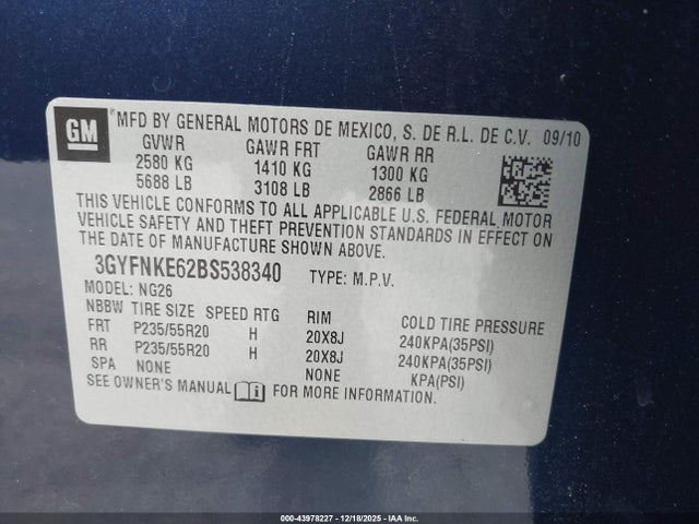 2011 CADILLAC SRX 3GYFNKE62BS538340 Photo 8