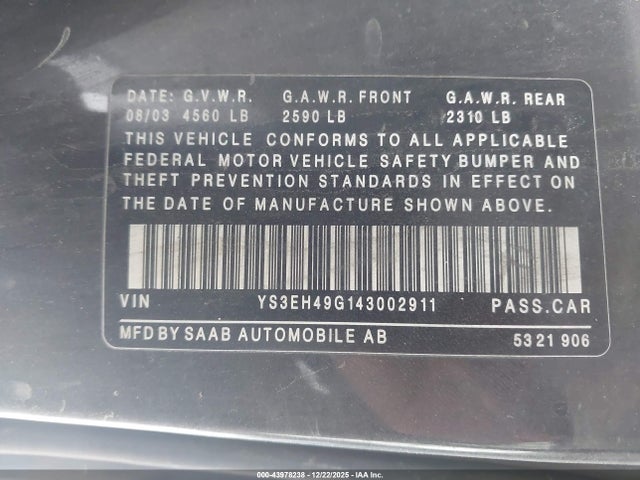 2004 SAAB 9-5 YS3EH49G143002911 Photo 8
