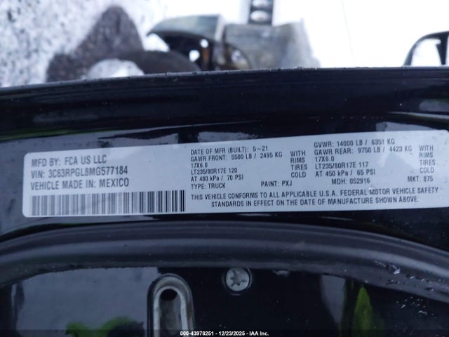 Продаж на аукціоні авто 2021 Ram 3500 Tradesman  4x2 8' Box, vin: 3C63RPGL8MG577184, номер лоту: 43978251