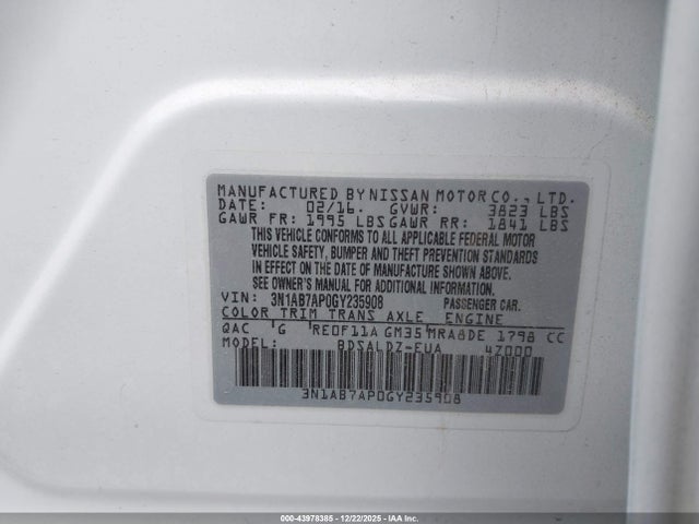 3N1AB7AP0GY235908 Nissan SENTRA SV