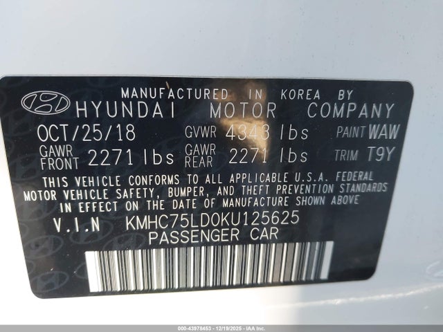 2019 HYUNDAI IONIQ PLUG-IN HYBRID KMHC75LD0KU125625 Photo 8