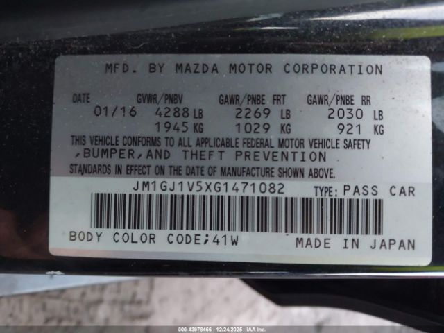 2016 MAZDA MAZDA6 JM1GJ1V5XG1471082 Photo 8