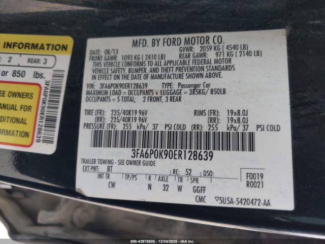 2014 FORD FUSION 3FA6P0K90ER128639 Photo 8
