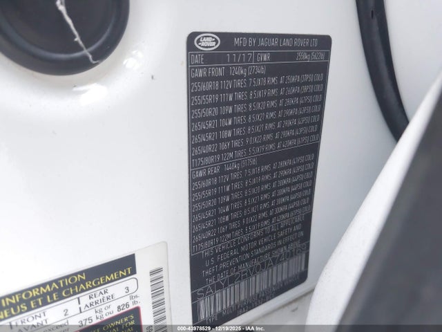 SALYL2RV0JA740169 Land Rover Range Rover Velar P380 Se R-dynamic