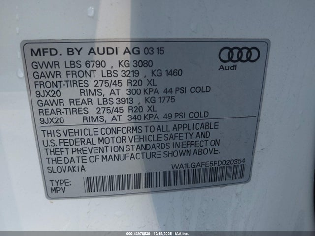 2015 AUDI Q7 WA1LGAFE5FD020354 Photo 8